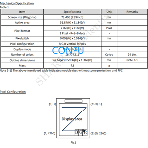 <strong>Sharp</strong> 2.9 inch 2160x2160 LS029B3SX06A TFT ISP <strong>LCD</strong> Square <strong>Display</strong> UHD Screen Panel <strong>for</strong> VR AR Augmented Virtual Reality HMD China - Product Image 2