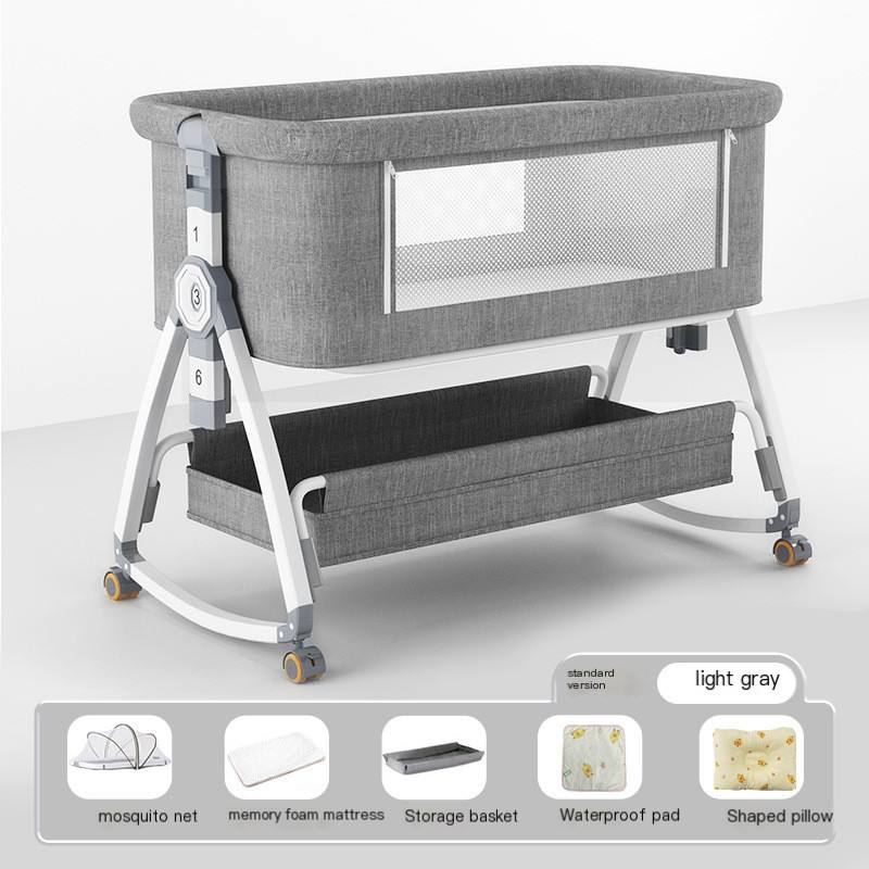 Gris + matelas + panier de rangement + moustiquaire