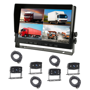 Monitor de coche de modo cuádruple de 10,1 pulgadas TFT LCD retrovisor de coche sistema de monitor de camión inverso con pantalla de 4 cámaras para Monitor de coche de autobús