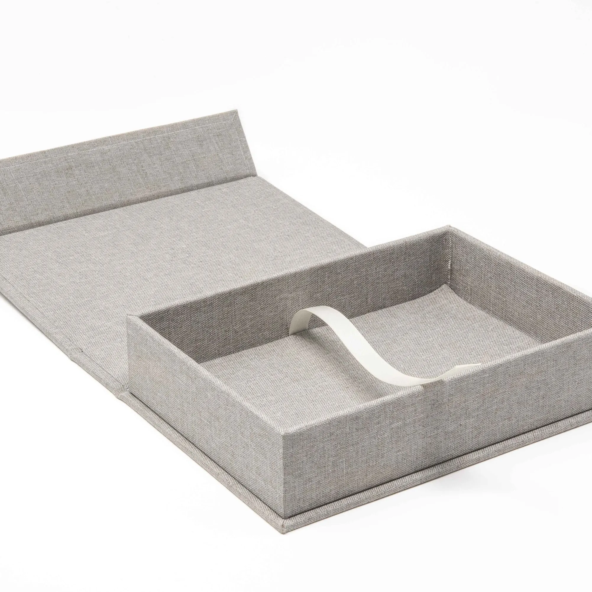 Confezione regalo rigida scatola fotografica per fotografo in lino grigio chiaro scatole di carta per prodotti scatola di carta magnetica confezione con Logo personalizzato