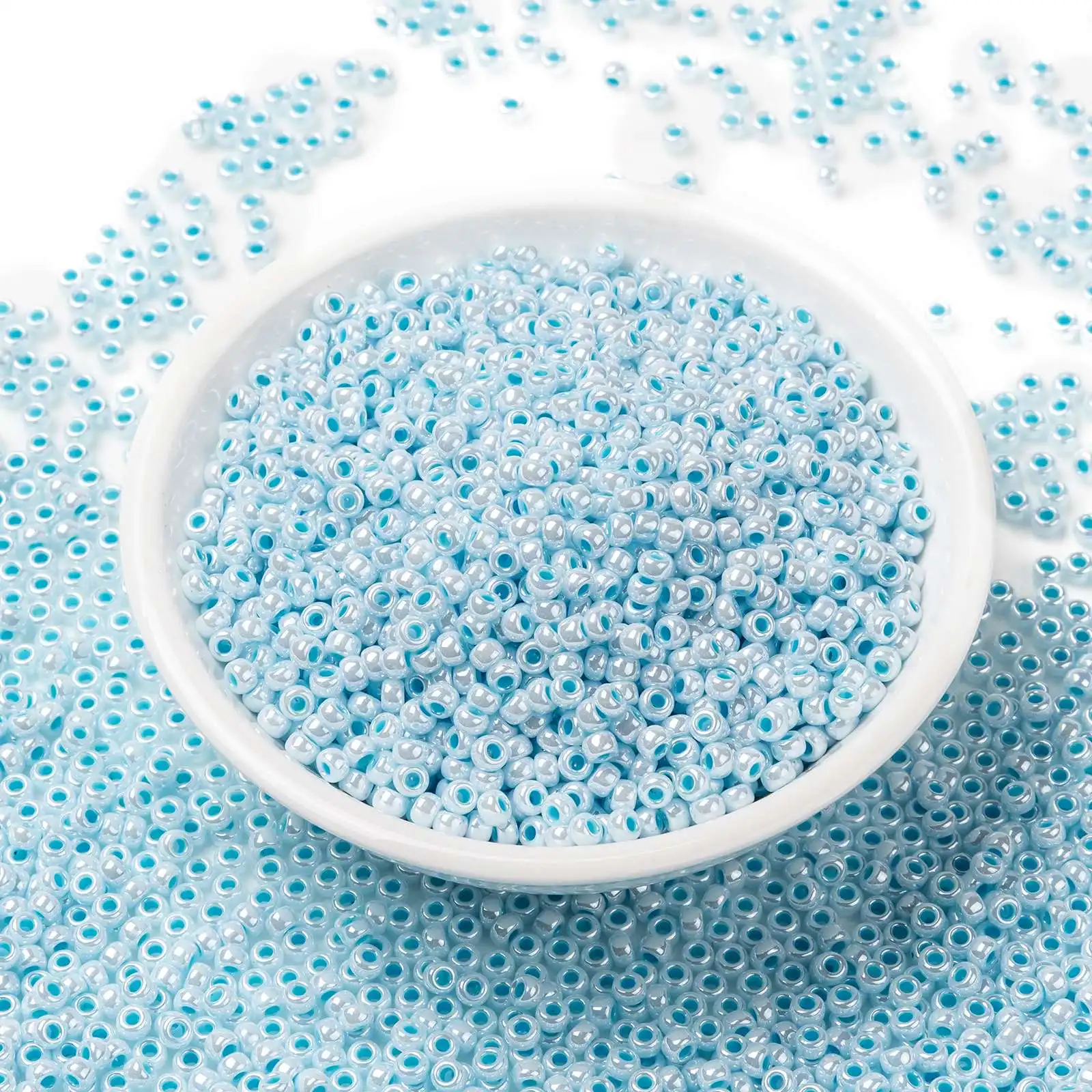 Pandahall MIYUKI 8/0 (RR430) Aqua Lined White Pearl Round Seed Beads