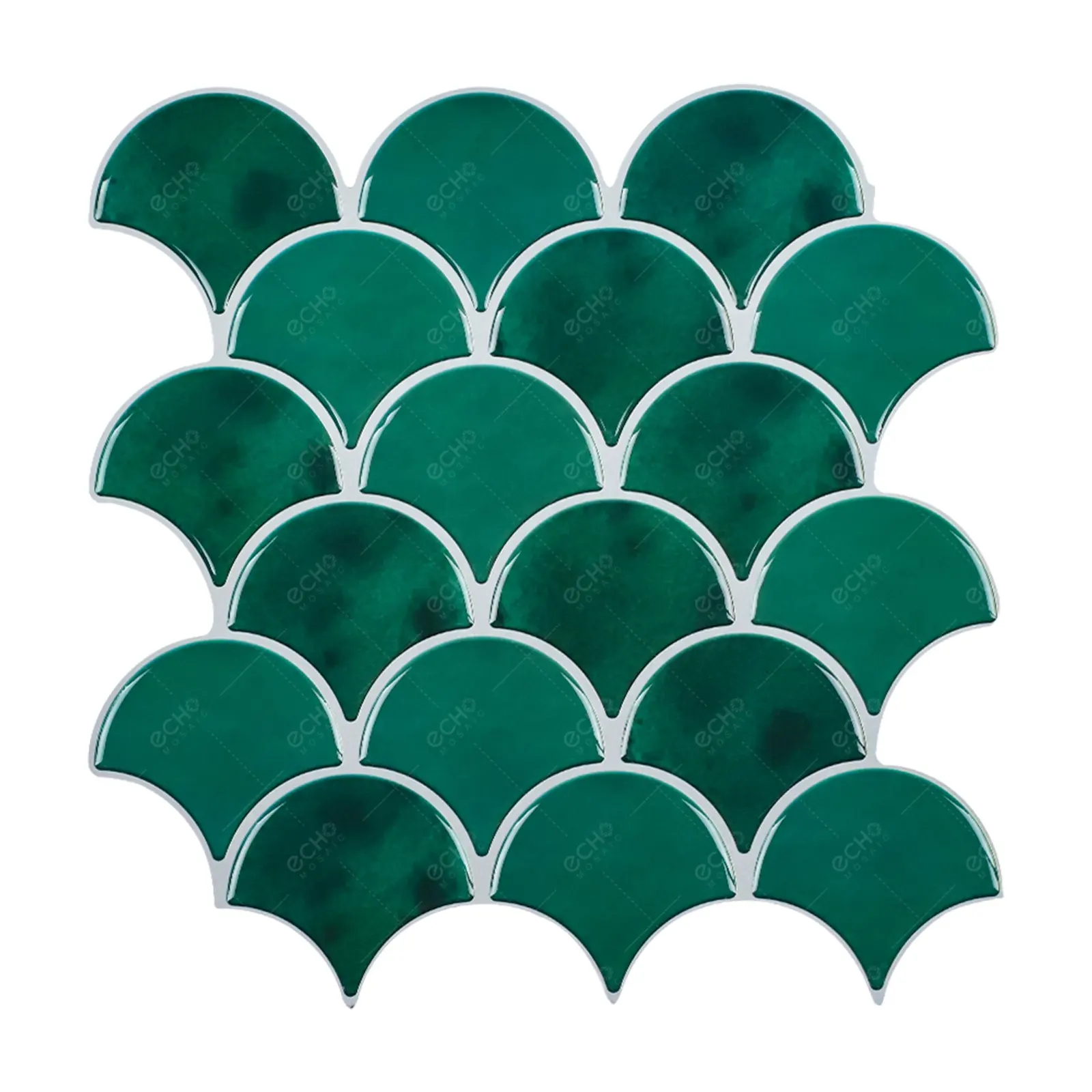 Removable fish scale 2.5mm thick Emerald Green 3d peel and stick tiles