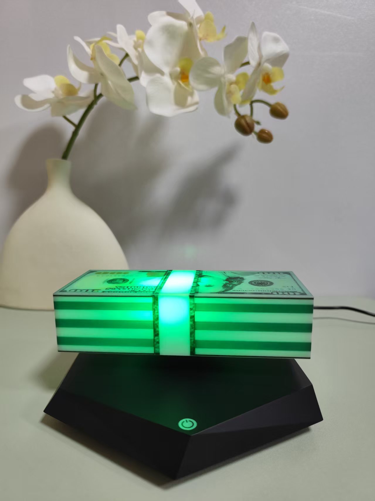 Hexagonal base floating money with remote control
