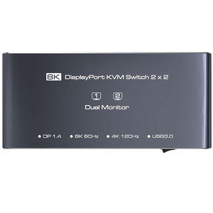 2x2 DP <strong>KVM</strong> <strong>Switch</strong> 8K 2 in 2 Out Dual Monitor <strong>KVM</strong> DP Extended Monitor USB <strong>KVM</strong> <strong>Switch</strong> Computer Accessories
