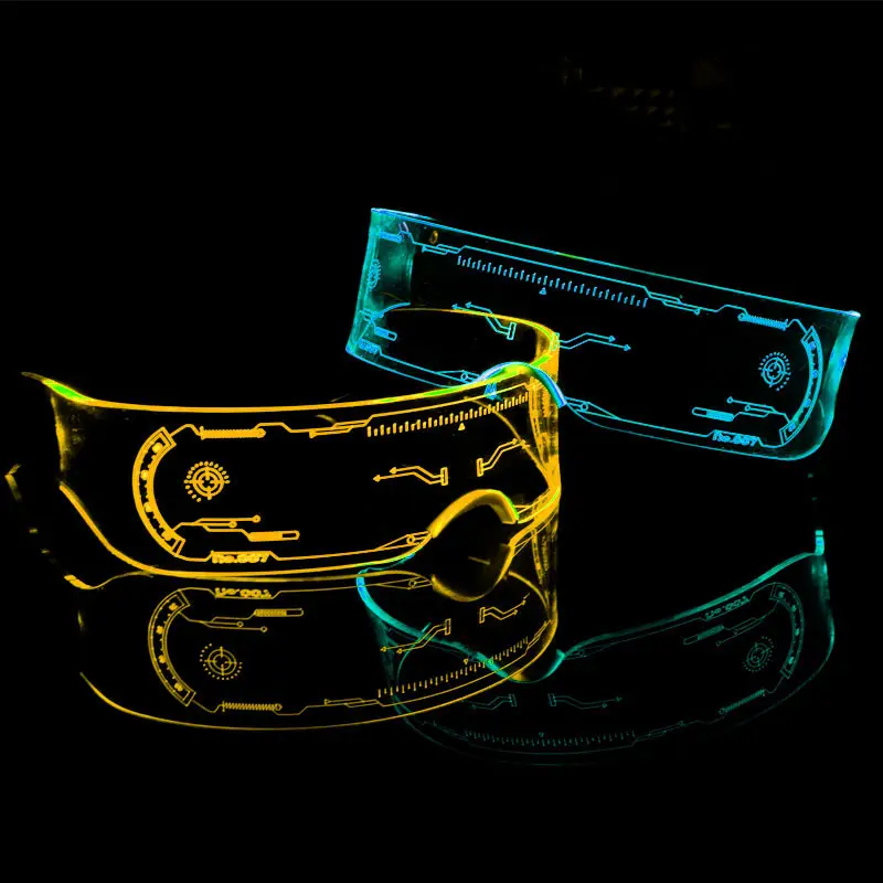 Wireless Flashing Hot-Selling Colorful Light Shines Led Glasses Micro-Current Honeycomb Light Glasses Luminous Glasses