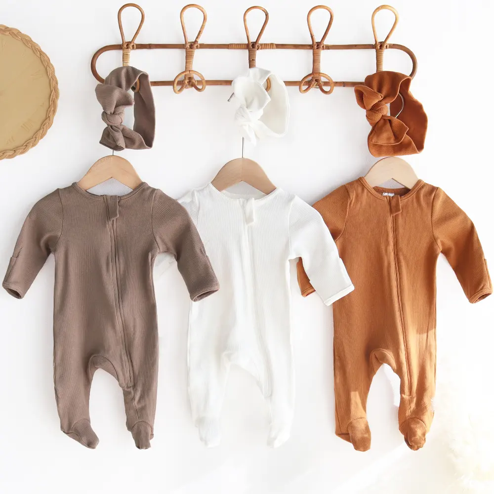 الأفضل مبيعًا لعام 2024 ملابس نوم بسحاب للأطفال الرضع من البنات والأولاد بيجامة من القطن العضوي والبلي أفرول أطفال