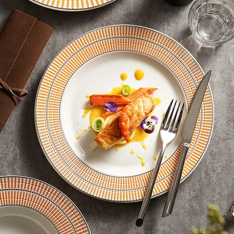 Fornitori di ristoranti cucina floreale semplice decorativo piatti in porcellana italiano colore personalizzato smaltato grande piatto in ceramica