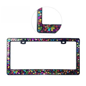 Tùy Chỉnh Bling Giấy Phép Tấm Khung Màu Đá Quý Bột Nhựa Acrylic Epoxy Long Lanh Xe Giấy Phép Trang Trí Khung Bìa Chủ - Product Image 5