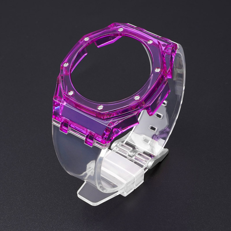 Bracelet transparent à boîtier violet avec outils