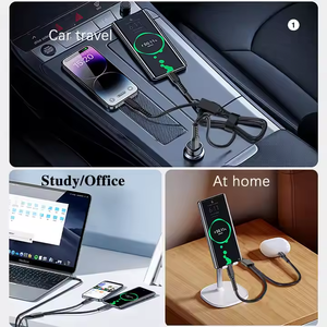 665 w מתח גבוה USB-C כפול יציאת ניילון ג 'קט כבל 5a מהיר טעינה 2 ב-1 טעינה עבור iOS מכשירים כבל טעינה