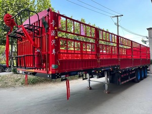 中国制造2024热卖新<span class=keywords><strong>2</strong></span>轴3轴栅栏货物拖车50吨散装货物运输动物栅栏半挂车