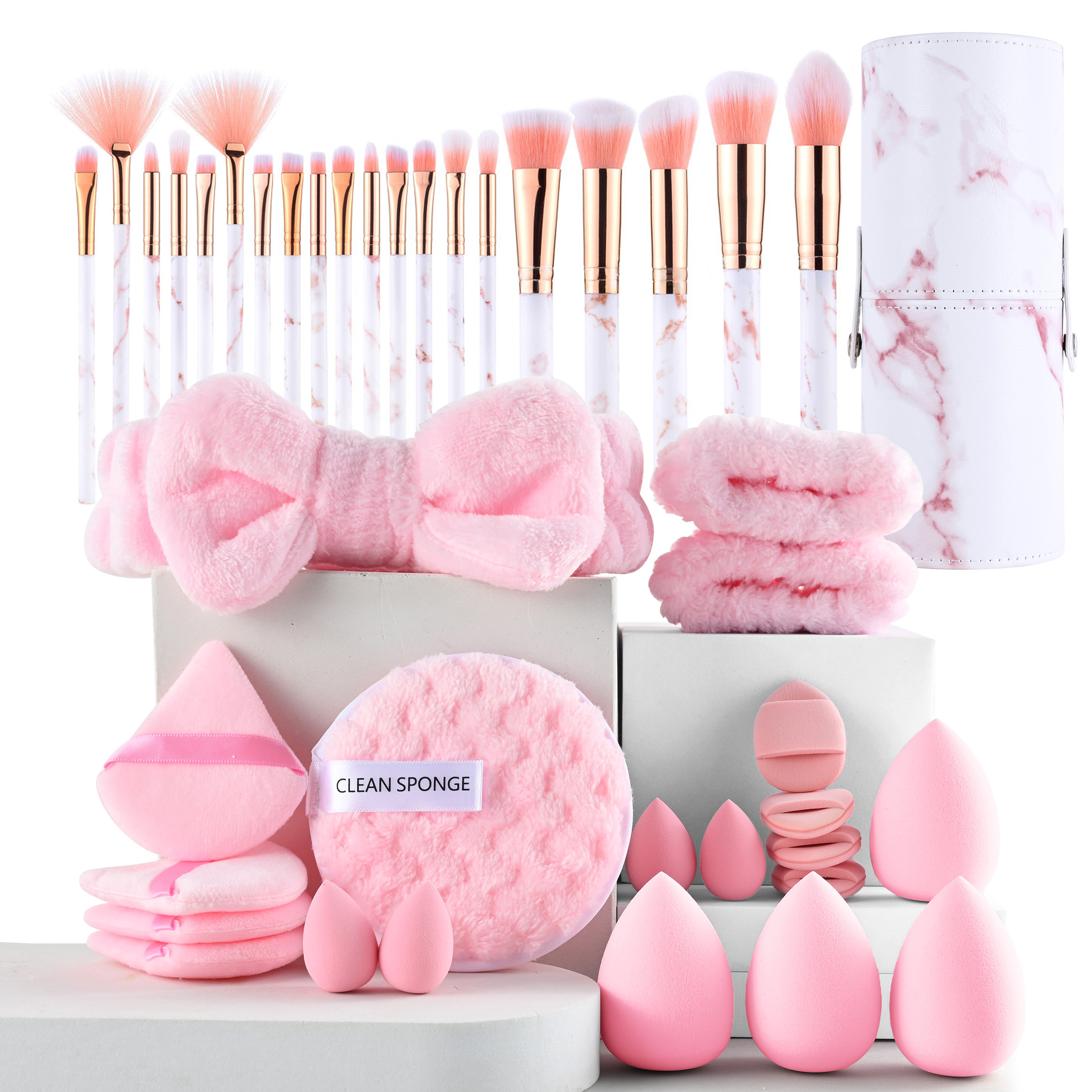 41-piece marble patterned brush set