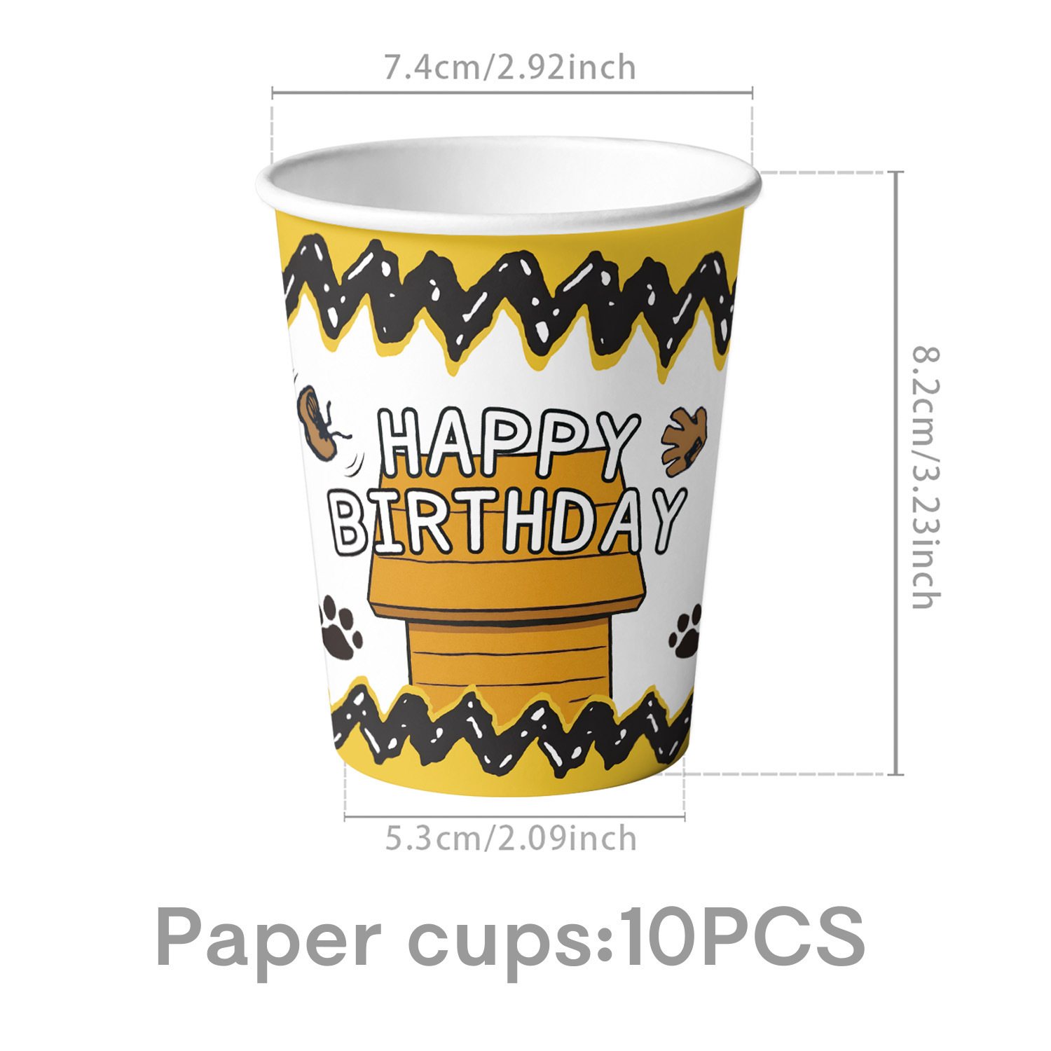 Gobelets en papier jaune-10pcs
