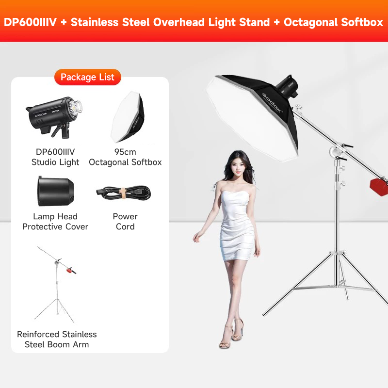 DP600IIIV + 95cm Otca Softbox + Stainless Steel Top Light Stand