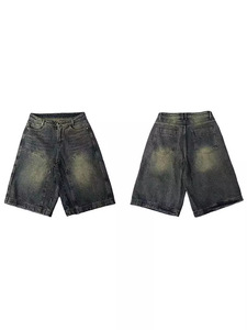 宽松仿旧水洗牛仔短裤男士短裤简约基础夏季<span class=keywords><strong>capris</strong></span>