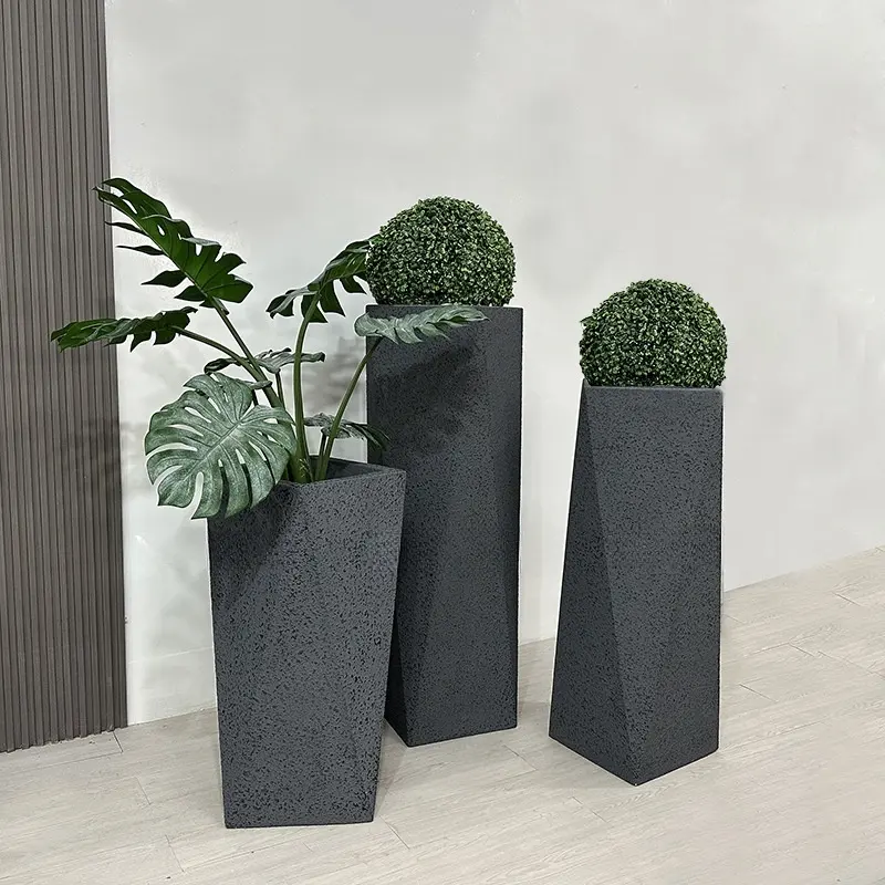 Nordique attrayant pierre couleur fibre de verre grand vase décoration créative vase pot de plante pour balcon couloir
