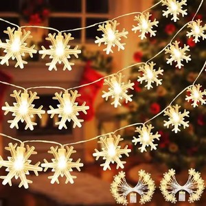 Guirnalda de luces LED de copo de nieve, guirnalda de hadas, decoraciones para árbol de Navidad, enchufe de batería USB, luces decorativas - Product Image 1