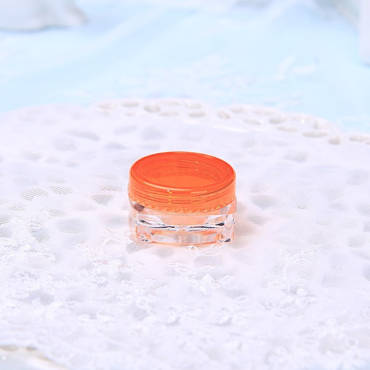 Pot carré transparent + bouchon à vis orange