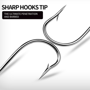 Factory Direct High Carbon Steel Single Fishing <strong>Hook</strong> 100pcs/bag with Barb Flat Eye Worm <strong>Hooks</strong> for Carp Bass <strong>Sizes</strong> 5# 6# 7# 15# - Product Image 2