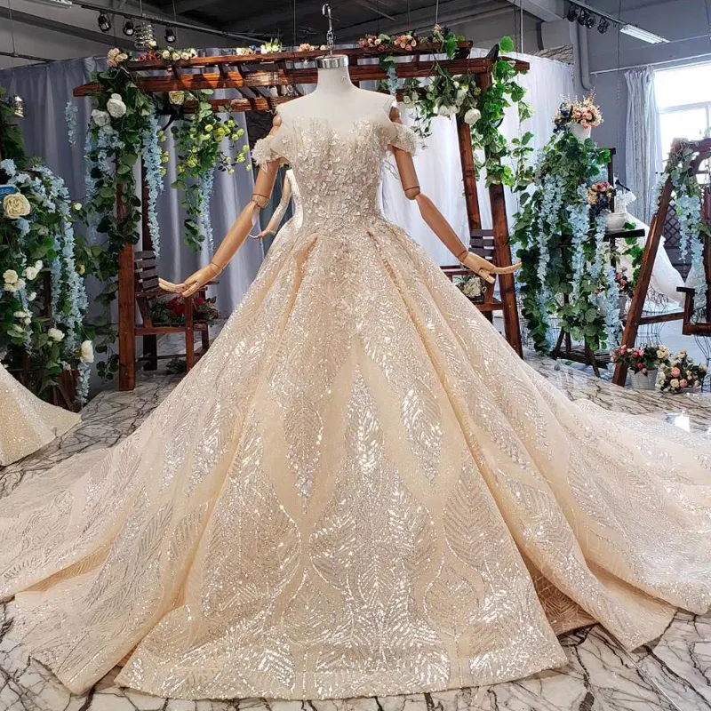 Htl690 vestido de noiva elegante e simples, de tule aplique, renda, de casamento