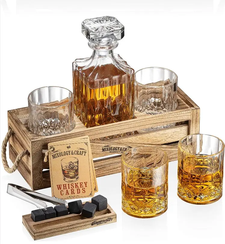 Whiskey Stones Gift Set for Men 8 Granite Whiskey Rocks Chilling Stones whiskey decante