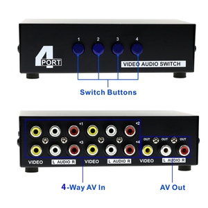 Venta al por mayor Negro Ligero Mini 4 puertos Entrada 1 Salida Audio Video AV RCA Switch Box - Product Image 4