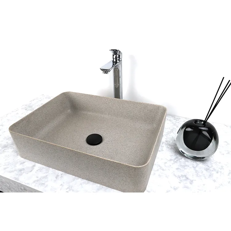 Yucci lavabo antimicotico Art lavabo da appoggio grigio in resina acrilica per bagno