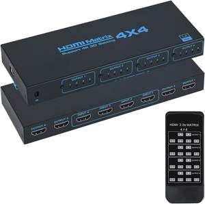 SY 4K HDR 4x 4 HDMI互換マトリックススイッチHDCP2.2スイッチャースプリッター4入力4出力ボックス (IRリモコン付き) - Product Image 1
