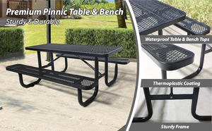 Thương mại Dã Ngoại bảng kim loại 6ft 8ft dài thương mại Dã Ngoại bảng với băng ghế dự bị bên ngoài Patio Thép Lưới cắm trại bàn ăn - Product Image 6