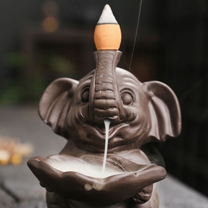 Small Elephant Smoke Reflux Furnace Purple <strong>Sand</strong> Backflow Incense <strong>burner</strong> Southeast Asia and America Decoration