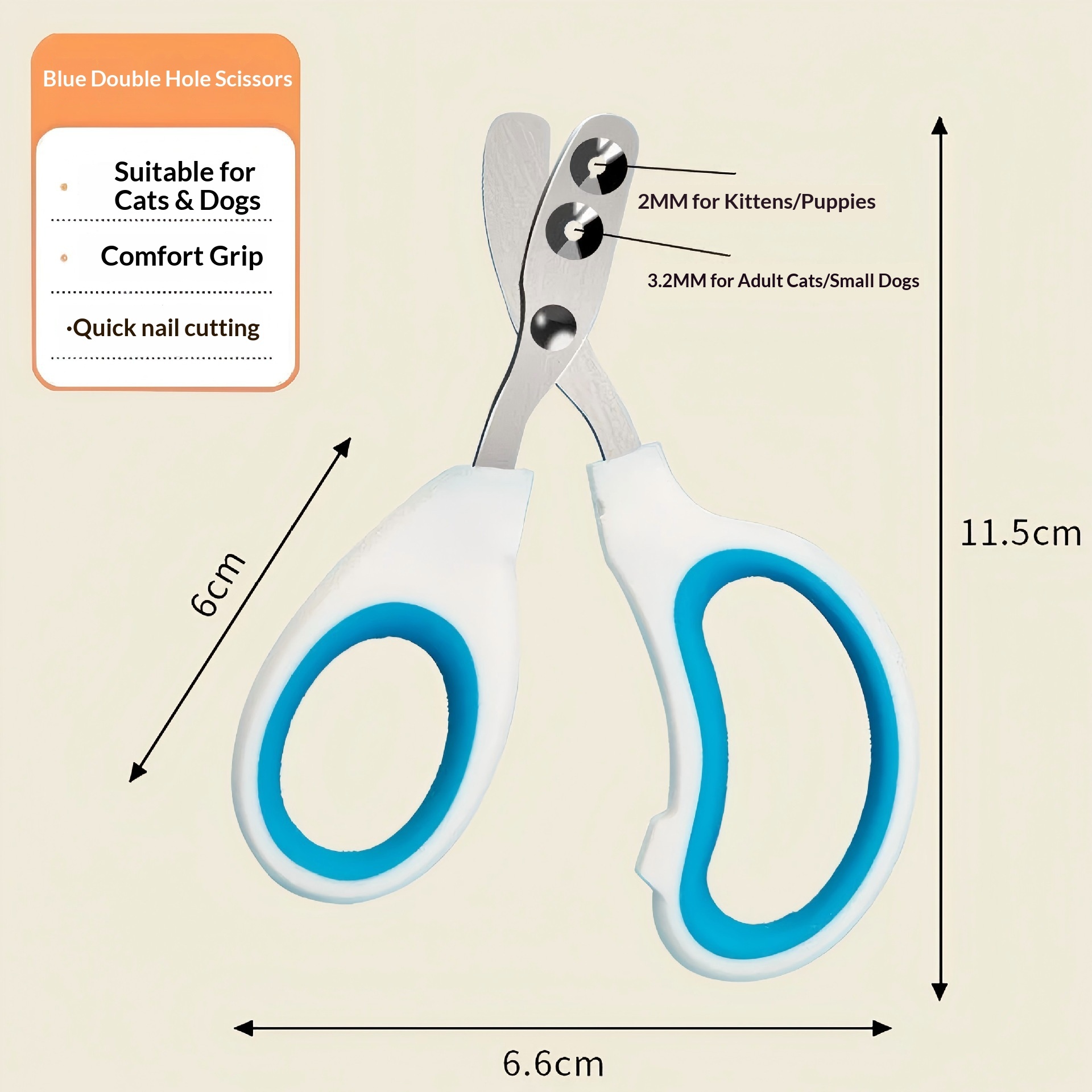 Bleu, double perforation