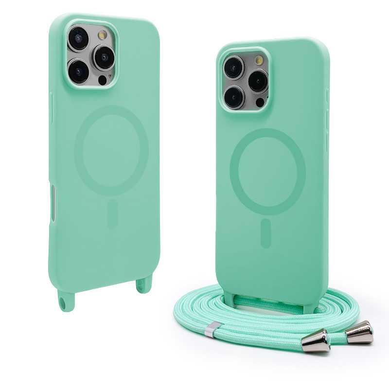 Mint green one-piece frosted magnetic case lanyard