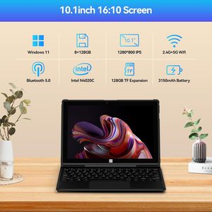 10.1英寸平板电脑英特尔J4125中央处理器视窗11触摸屏Wifi平板电脑，带键盘2合1笔记本电脑 - Product Image 2
