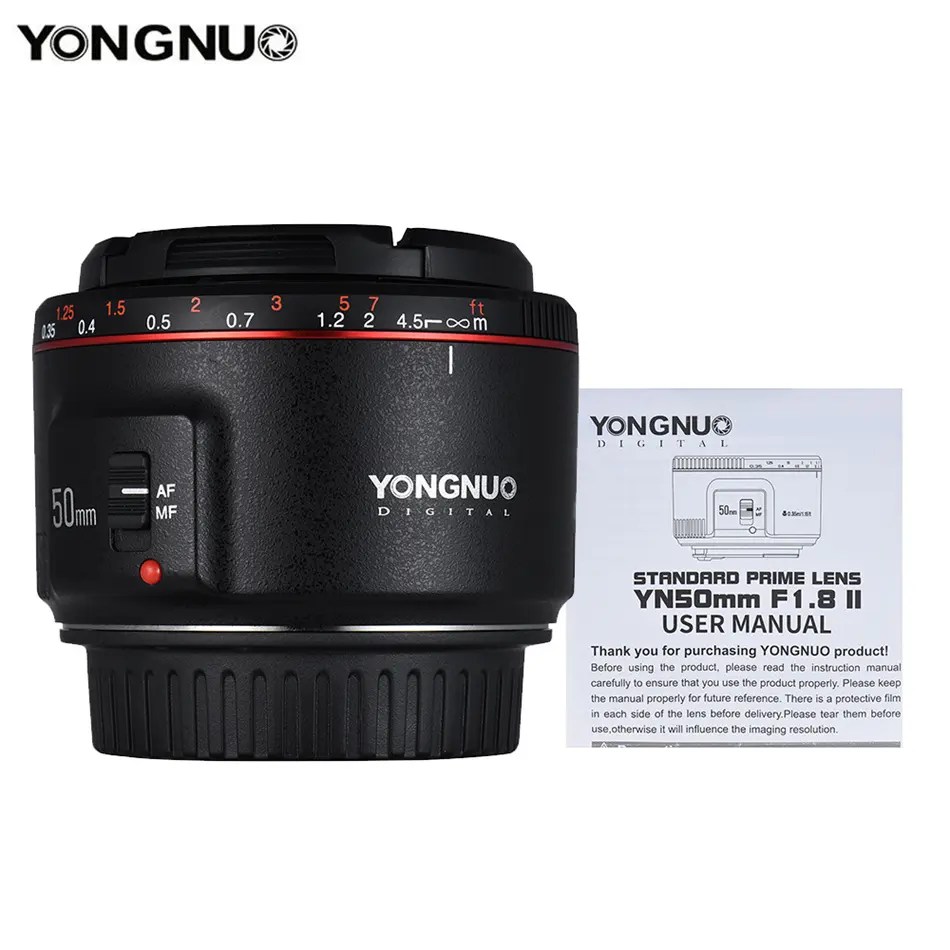 YONGNUO YN50mm F1.8 II F1.8 فتحة كبيرة خوخه تأثير كاميرا عدسة السيارات التركيز عدسات لكاميرات كانون EOS 700D 750D 5D 600D DSLR