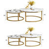 Wood Coffee <strong>Table</strong> Nest of <strong>3</strong> <strong>Table</strong> <strong>Set</strong> Nesting <strong>Table</strong> Gold Metal Side Glass Marble Stone Contemporary Round Nesting Bent Black - Product Image 3