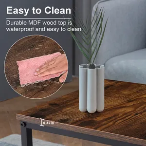 <strong>Rectangular</strong> Two-tier Coffee <strong>Table</strong> Designed With Metal Net and Wood Board, <strong>Nesting</strong> <strong>Table</strong> Comes With a Sofa Side <strong>Table</strong> - Product Image 6