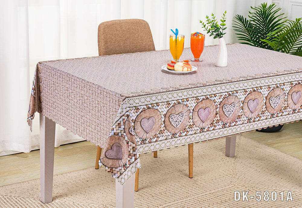 Pink Checked Plaid with Floral Edge Classic PVC Table Cover