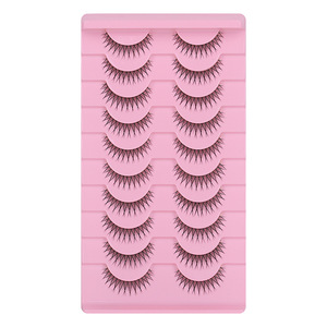 Doğal hacimli kirpikler 10 Pairs kabarık Wispy sahte vizon kirpikler doğal görünüm tarzı makyaj modeli ile toplu olarak tam şerit Lashes - Product Image 2