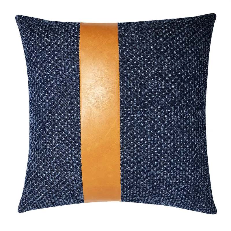 BUTI из джинсовой ткани в западном стиле дома на подушку, декоративная наволочка на подушку искусственная кожа акцент пледы Чехлы в современном стиле, накидка для подушки, 18 18 дюймов (темно-синий)
