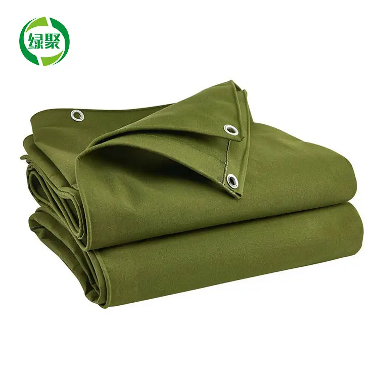 LVJU Ultra Strong Heavy Duty Polyester Canvas Tarps Canvas Tents Waterproof Tarpaulin Fabric