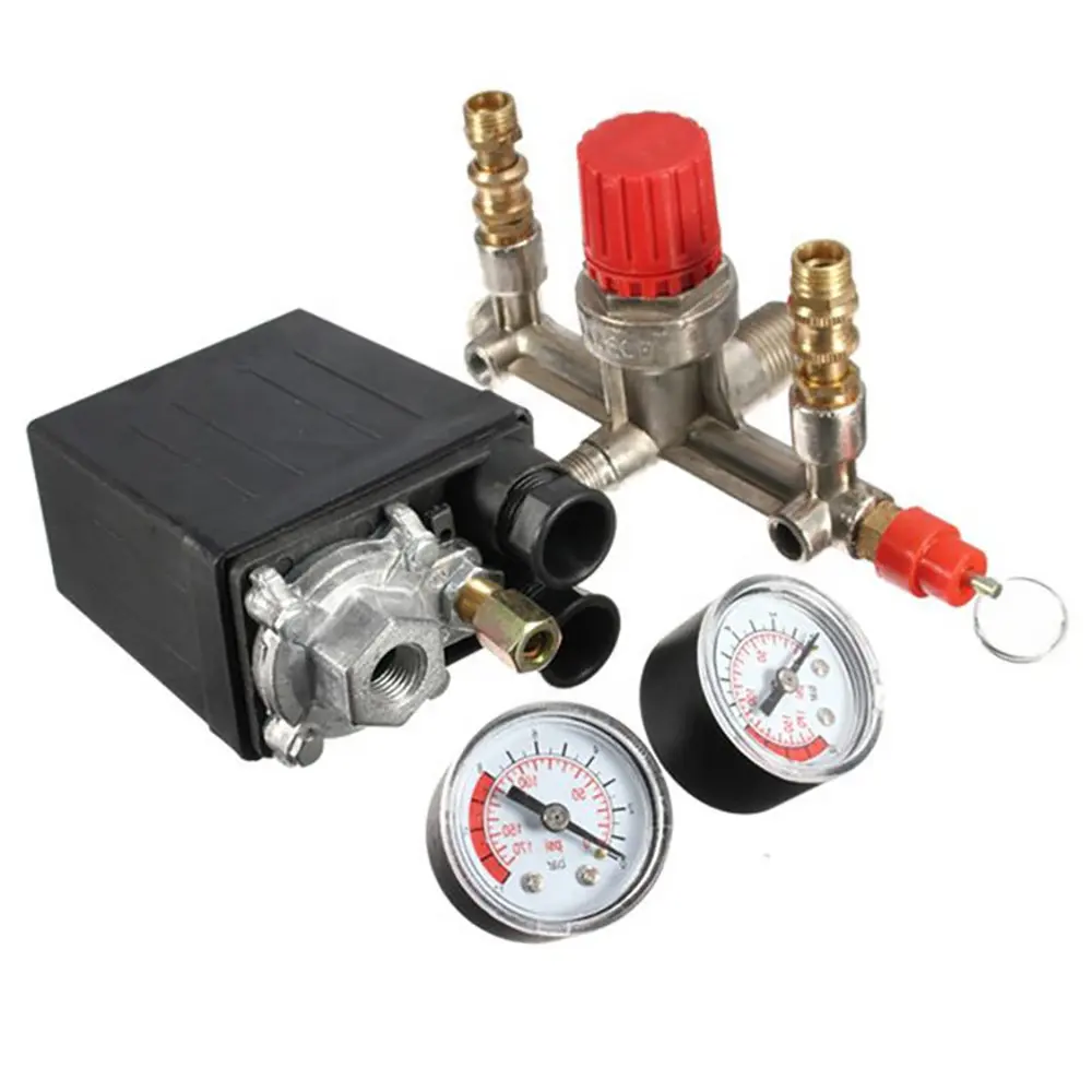 Compressor de ar pequeno com controle de pressão, válvula reguladora de ar ajustável de 125 PSI, 15A 240V/AC, quatro furos