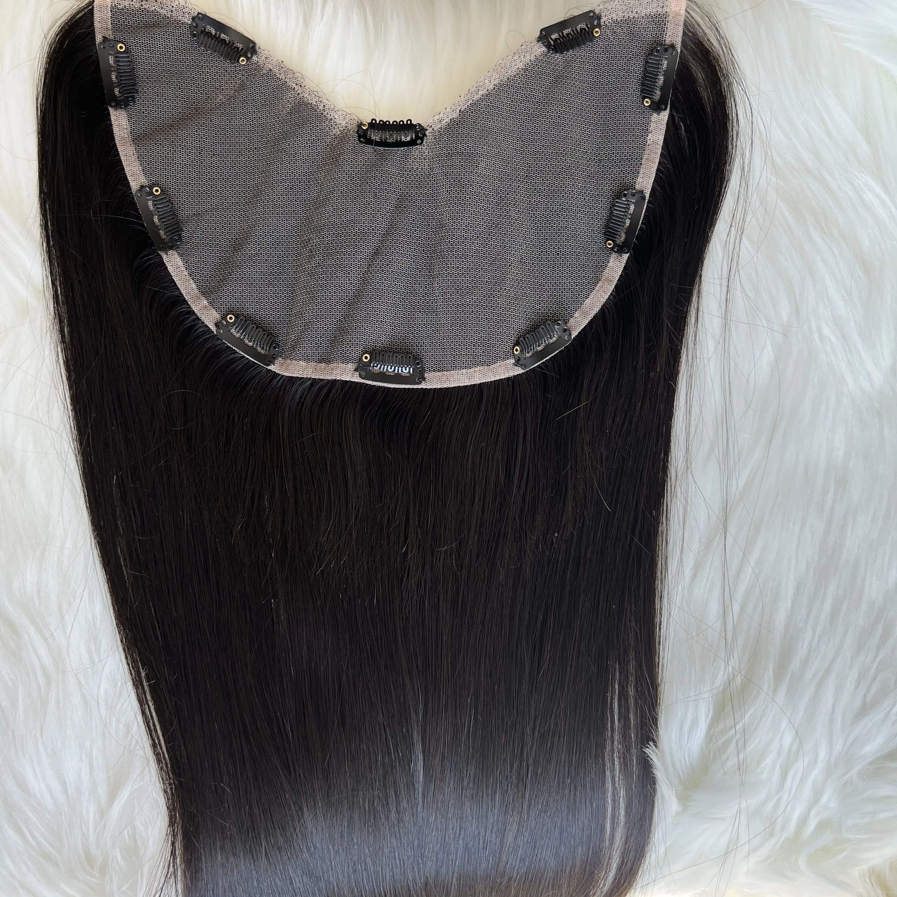 Новый дизайн Full Lace 20 дюйма необработанные волосы на заколках для наращивания, наращивание волос U образный UPart парик для черные женские парик половина