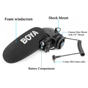 BOYA BY-BM3031-Micrófono de escopeta de vídeo cardioide profesional, con entrada de 3,5mm para grabadora de cámara DSLR Universal - Product Image 4