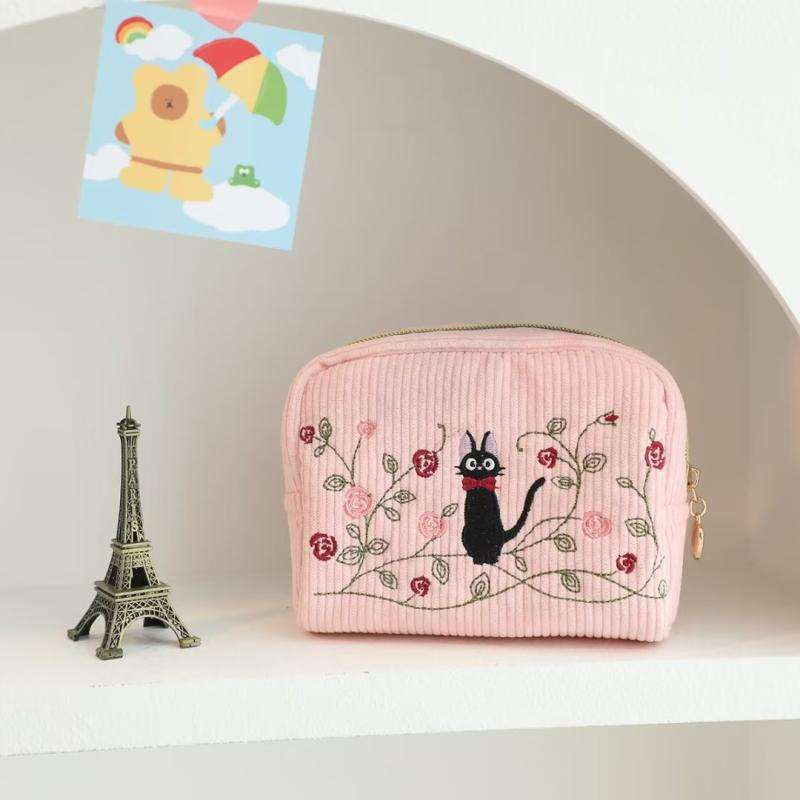 Sac cosmétique rectangulaire de base de chat noir