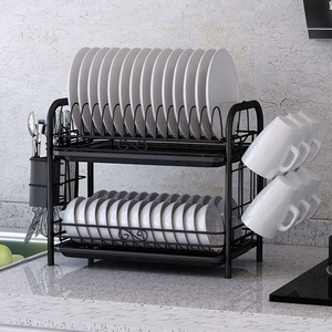 2 katmanlı mutfak tabak rafı raf çanak Metal bulaşık bulaşıklık kurutma rafı eşyaları çift katlı bulaşıklık - Product Image 1