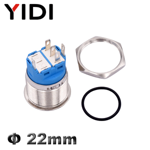 YIDI 22mm interruttore a pulsante a LED SPDT DPDT 12/24/220V impermeabile 1 no1nc 2NO2NC momentanea chiusura a pulsante in metallo - Product Image 4