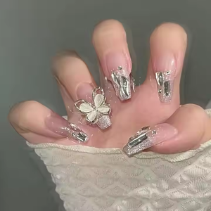 Luxury Handmade Press on Nails <strong>Tips</strong> Rhinestone Acrylic False Nails Artificial Fingernails Full Cover Nail <strong>Tips</strong> with Wearable Kit - Product Image 1