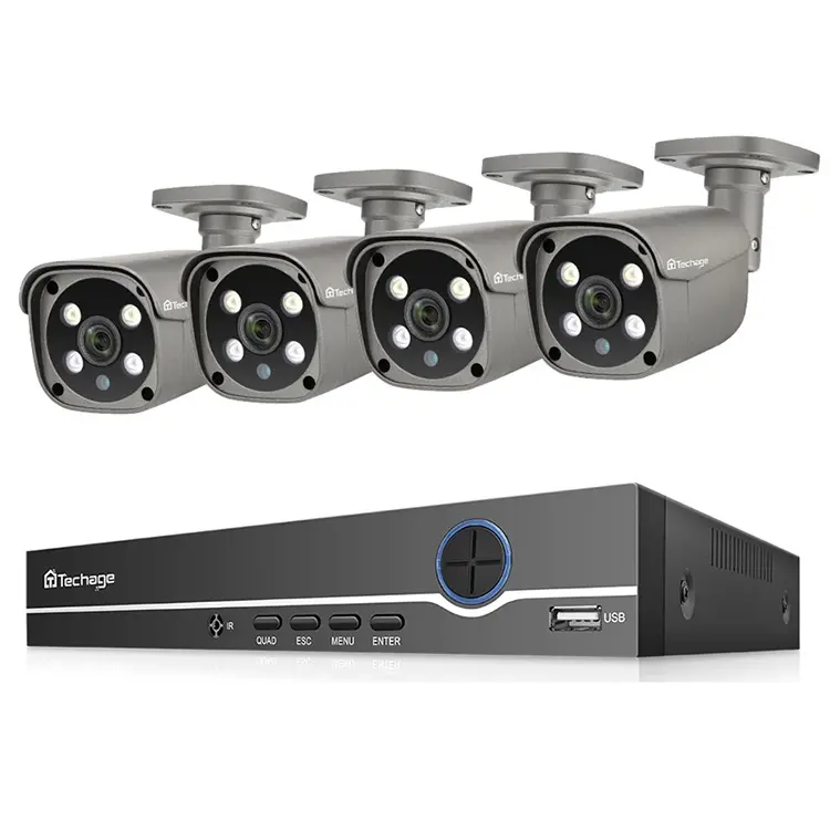 Китайские Топ-10 камеры видеонаблюдения марки Распознавание лиц Cctv 4 канала 4 камера 5Mp комплект видеонаблюдения с сигнализацией, хорошее качество