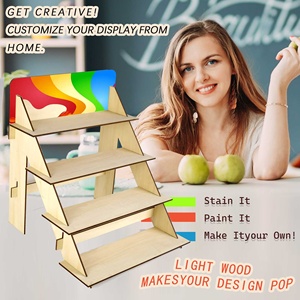 Wooden Portable Retail <strong>Table</strong> <strong>Display</strong> Stand Countertop 4 <strong>Step</strong> Riser Craft Shows Multifunctional Wooden Stand <strong>Display</strong> - Product Image 4