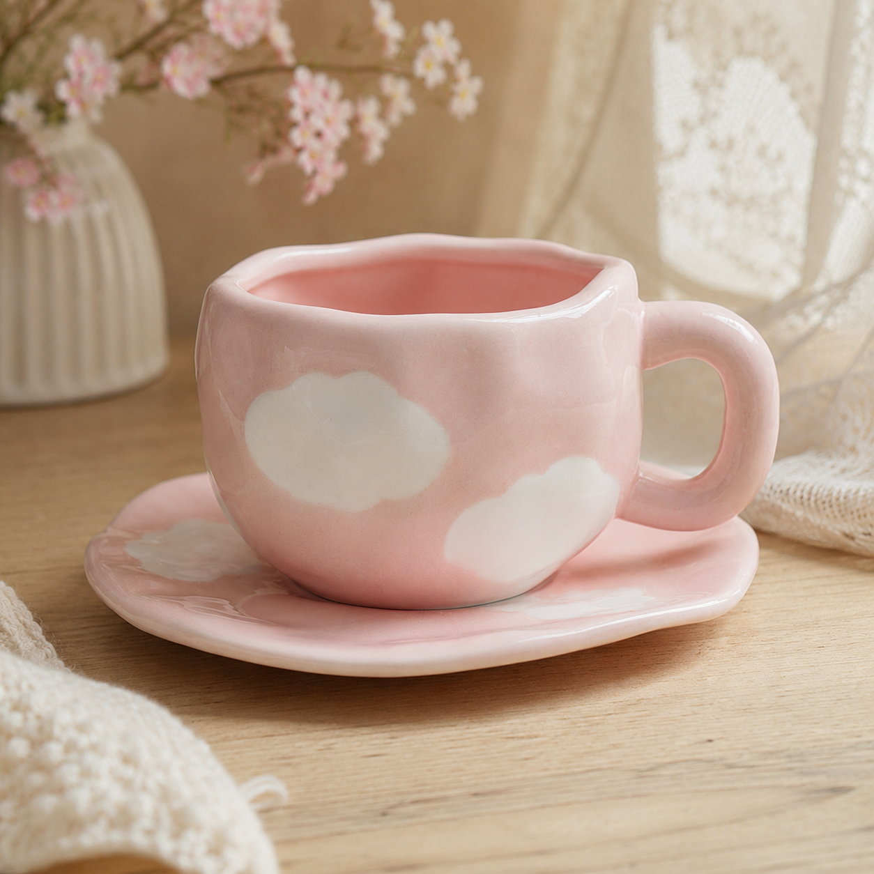 Pink Base White Cloud